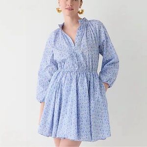 NWT J.Crew Liberty Fabric Organic Cotton Floral Ruffle Collar Dress Size Medium